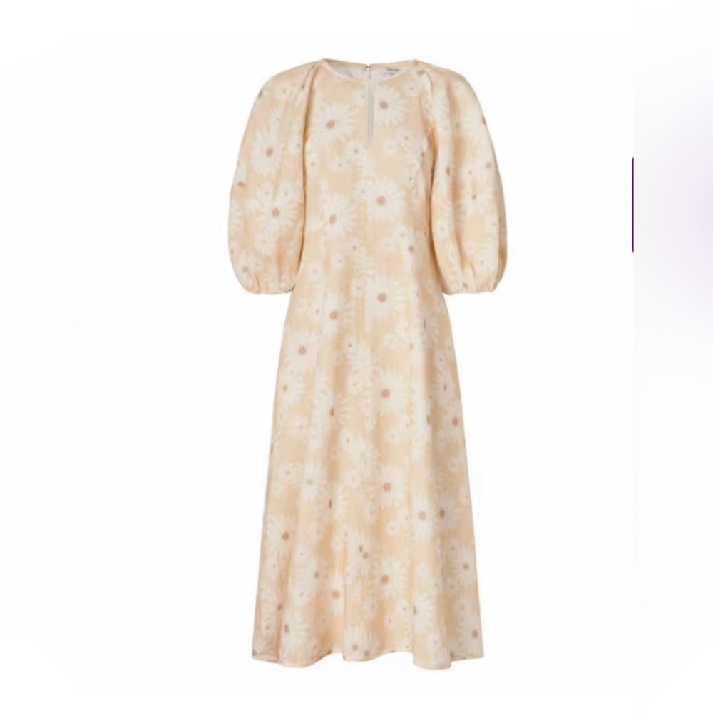 OROTON daisy printed lined linen dress